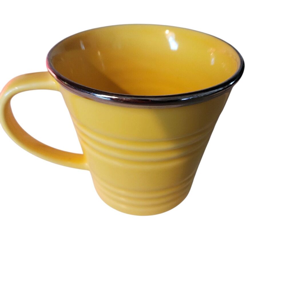 Starbucks Coffee Company 2007 14oz Yellow Spring Summer l Mug 14oz. Silver Rim